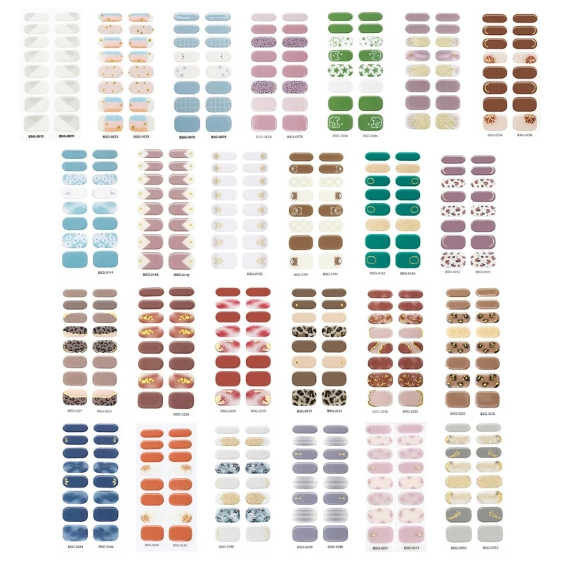 

Q1QD 16 Sticker Semi Cured Gel Polish Strips Gel Full Wraps Strips Gel Stickers UV/LED Required Wrap