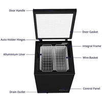 3.5 Cu Ft Chest Freezer 2 Removable Baskets  Quiet Compact Freezer 7 Temperature Settings - Black 2