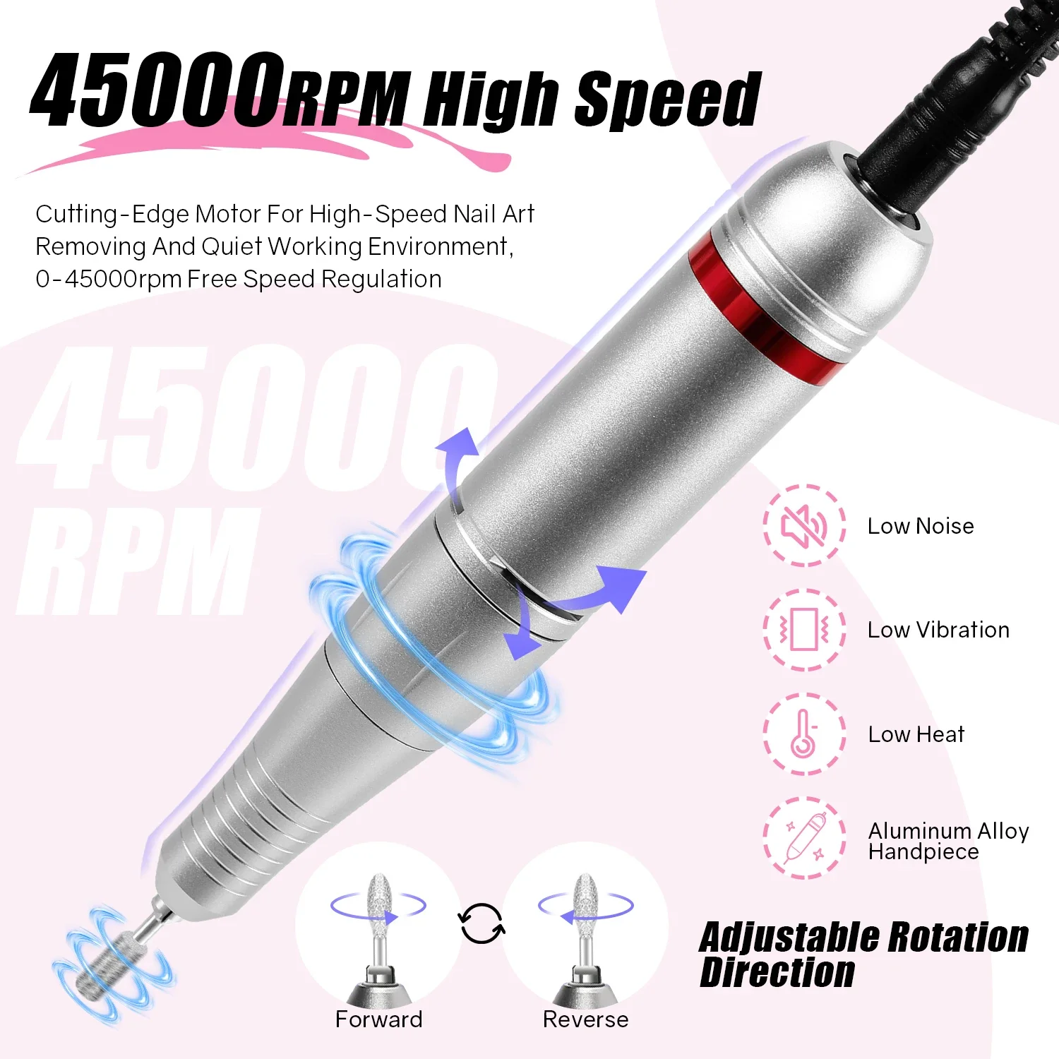 Electric Nail Drill 45000 RPM HD Display