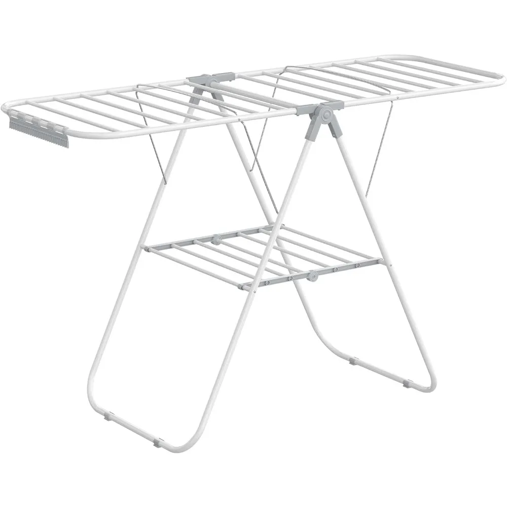 

SONGMICS Clothes Drying Rack, with Sock Clips, Metal Laundry Rack, Foldable, Space-Saving, Free-Standing Airer,