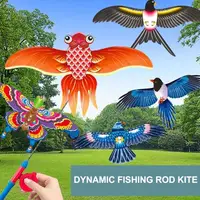 Children Kite Toy Cartoon Eagle Foldable Mini Plastic Toys Kite Hand Brake Fishing Rod  Butterflies For Kids Outdoor Fun Toy 1