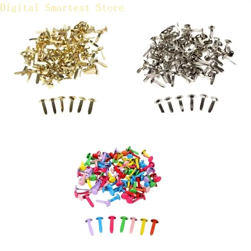 85AA 400Pcs 스크랩북 카드 제작을 위한 둥근 금속 브래드 2구 금속 압정