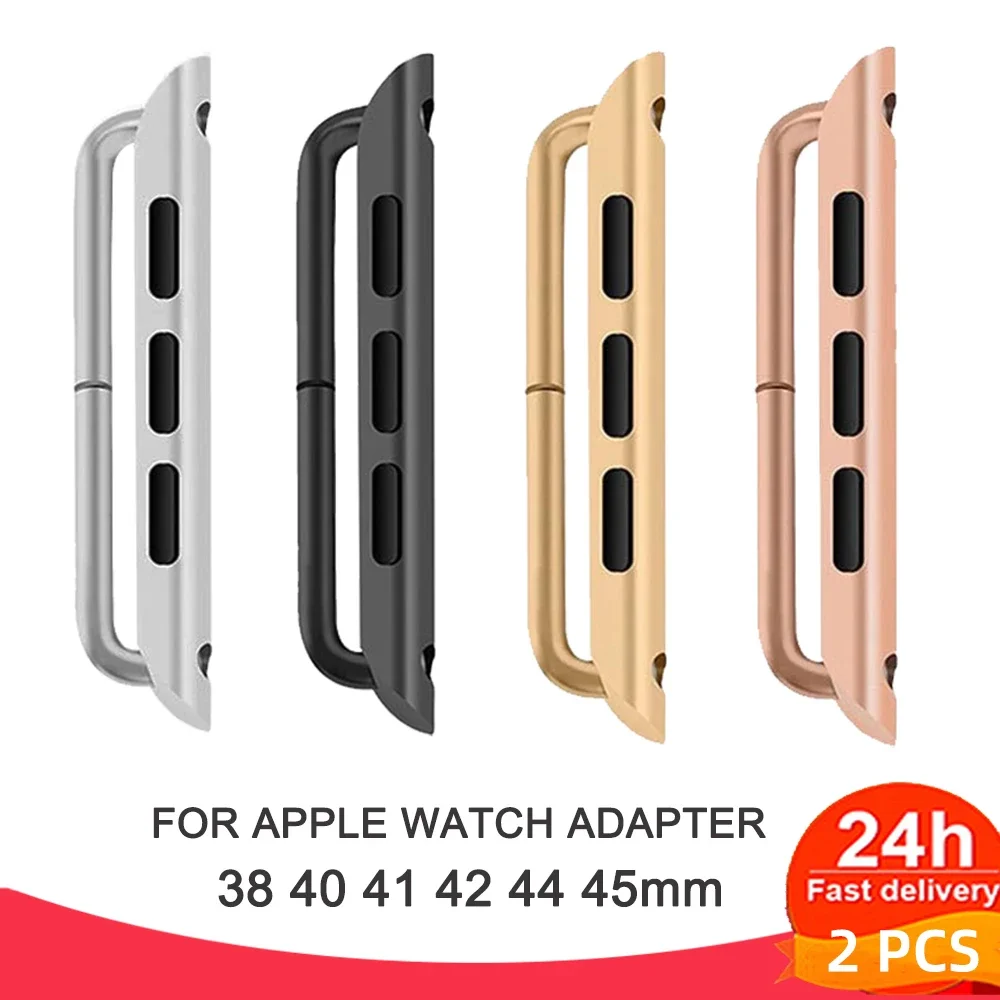 

2pcs Connector Adapter for Apple Watch 44mm 40mm 42mm 38mm 45mm 41mm Connectors Accessories for Iwatch 6 5 7 Se Stainless Steel