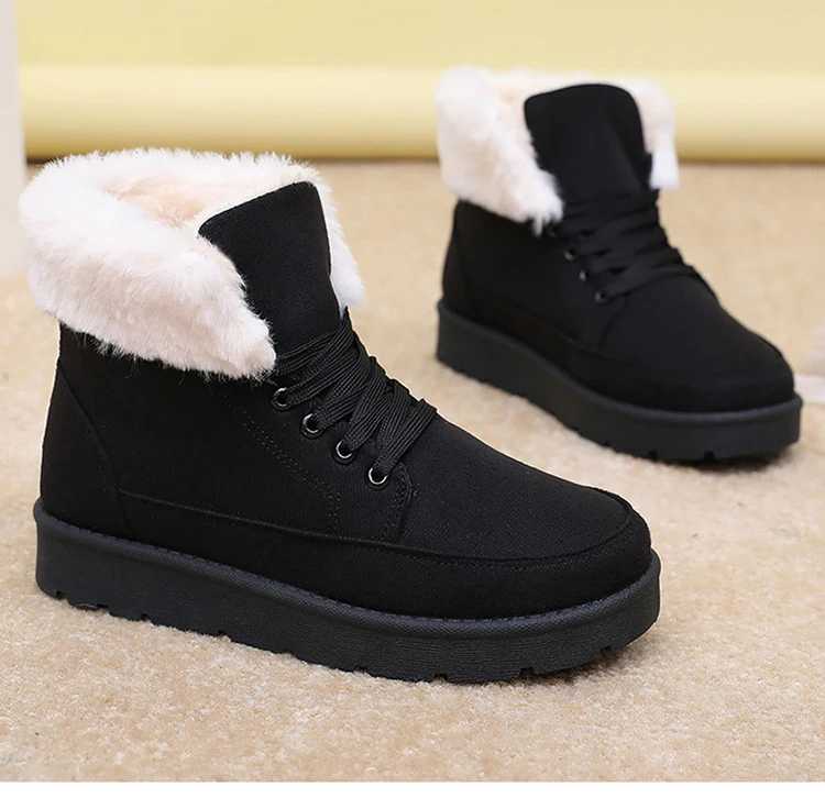 Women's Winter Snow Boots With Fur Lining And Low Heels_voghion.com