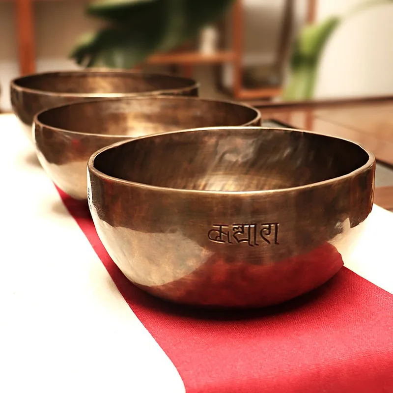 Grandi ciotole tibetane buddiste Massaggio meditazione Yoga Consapevolezza Nepal Campana tibetana Terapia di guarigione del suono Decorativa - immagine 4
