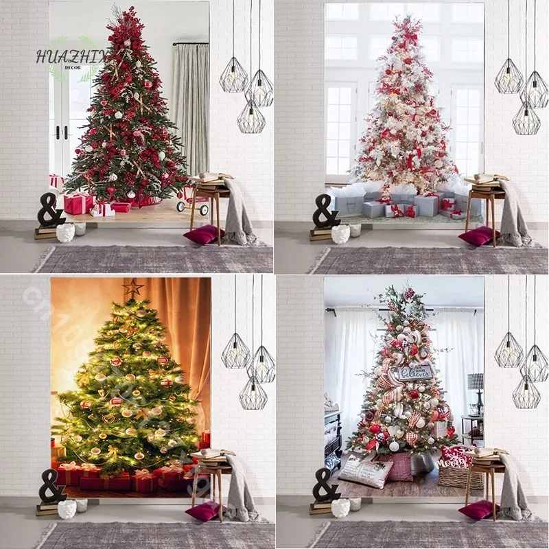 

New Year's Christmas Party Queen Tapestry Decor Christmas Tree Bedroom Home Living Room Hanging Curtain for Children Decoration