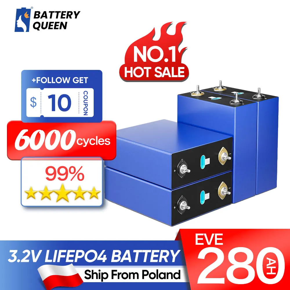 

3.2V LifePO4 280AH Rechargeable Battery 12V 24V 48V LifePO4 Battery Pack with BT UART Poland Shipping EU DDP VAT Free 4/8/16PCS