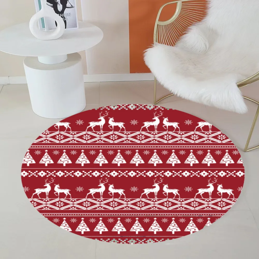 

Красный Рождественский узор, круглый ковер, украшение для дома, для спальни, гостиной, дивана, коврик для ног, Офисный Компьютерный стул