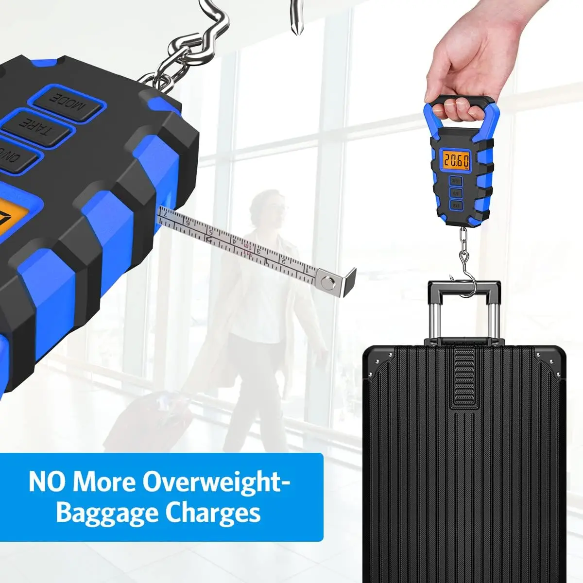 Pèse-bagage électronique avec ruban à mesurer et crochet_voghion.com