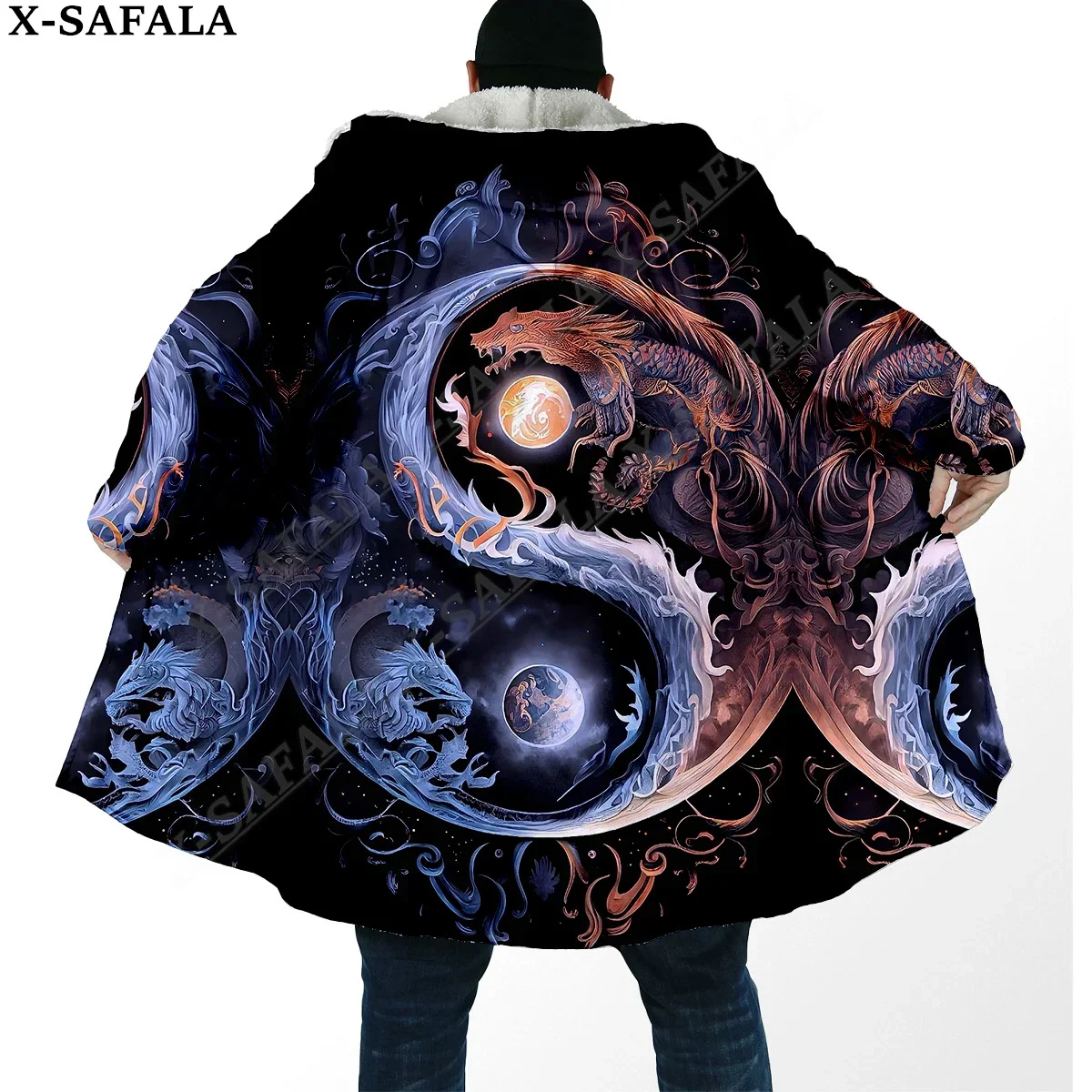 

Yin And Yang Dragon Tai Chi Eight Trigrams Overcoat Coat 3D Print Thick Warm Hooded Cloak Men Windproof Fleece Unisex Casual-10