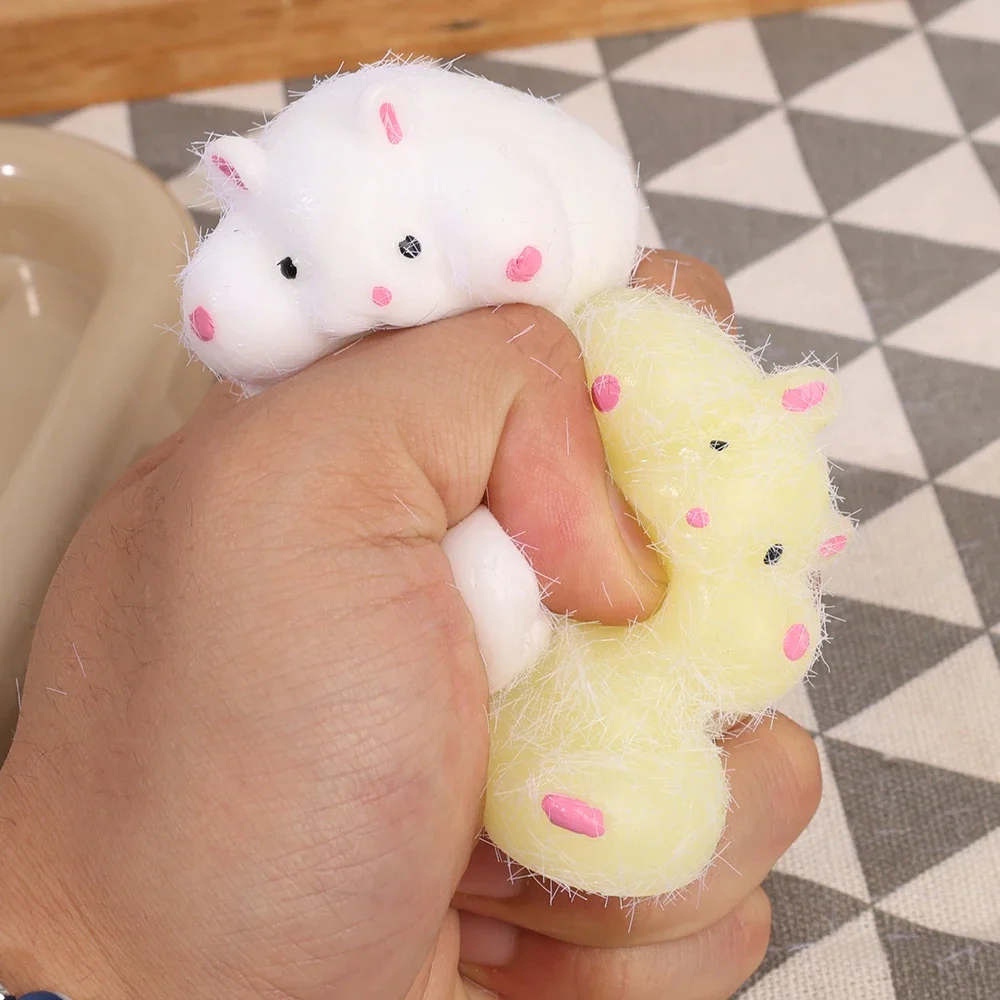 Cute Hamster Pinch Music Decompression Toy Simulation Soft Silicone Slow Rebound Flocking Toy Children Hamster Ornaments Gift 4