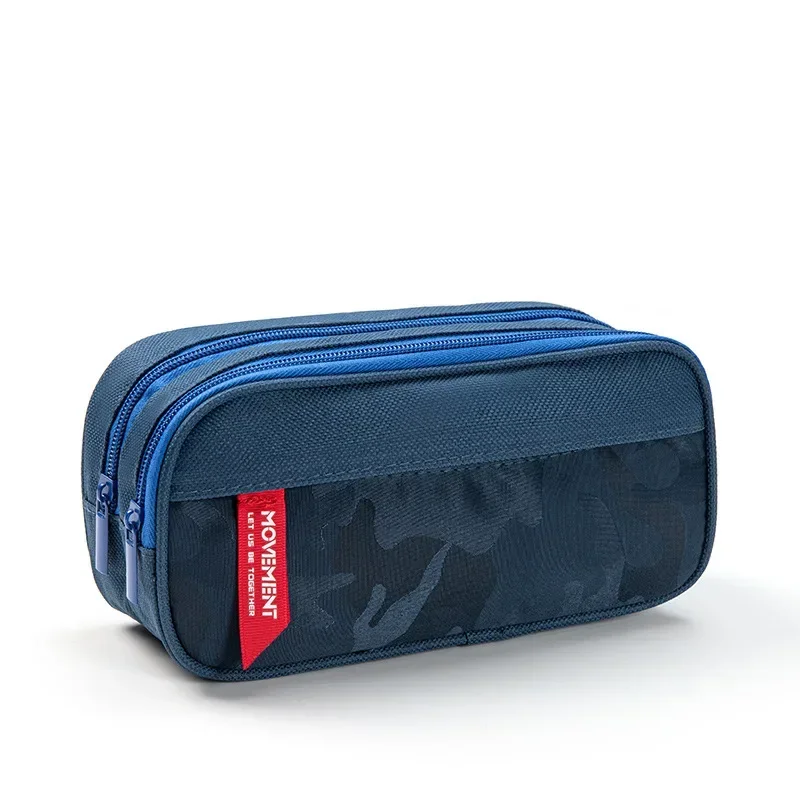 Astuccio Portapenne Vintage Con Cerniera, Capiente E Rimovibile Per Scuola E Ufficio - Bianco E Blu - 4