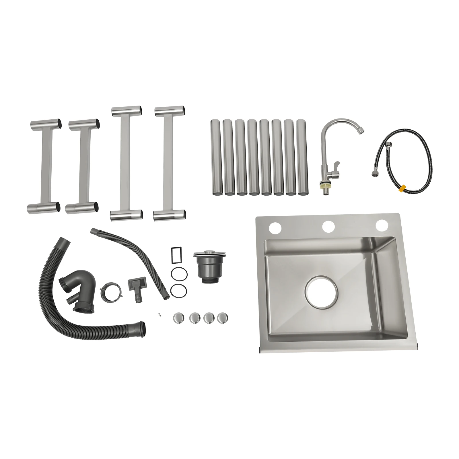 Description Picture 4 of itemSingle Bowl Commercial Sink,Free Standing Sink, Stainless Steel Restaurant Kitchen Cleaning Sink with 360° Rotatable Faucet