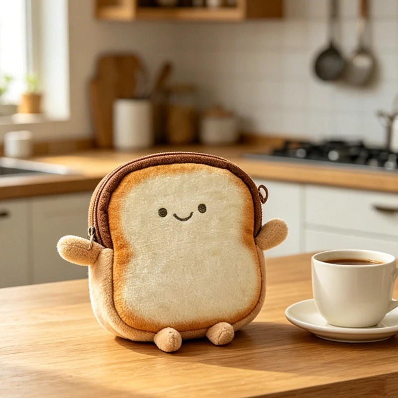 Portamonete a forma di pane, pratico piccolo portafoglio, borsa portachiavi portatile per riporre monete e rossetti.