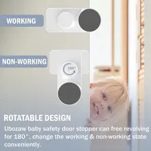  2 Pack Baby Safety Door Stopper+Finger Pinch Guard 180° Rotation Child Proofing Pet Door Stopper Self Adhesive Easy to Install 