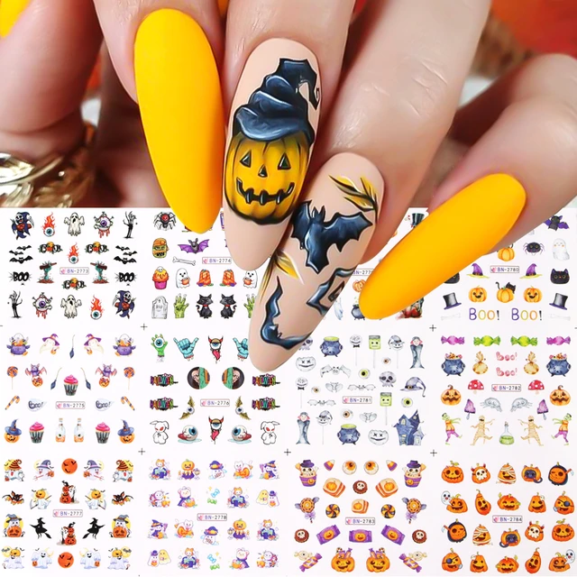 Luminous Halloween Nail Art Stickers 3D Spooky Sliders Glow Dark Pumpkin  Evil Eye Spider Skull Snake Polish Holiday Decoration - AliExpress