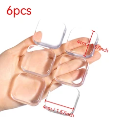 Universal Washable Self - Adhesive Clear Gel Door Protector Pads - Soft & Reusable Shock Absorbent Guards (Square 40mm - 6pcs)