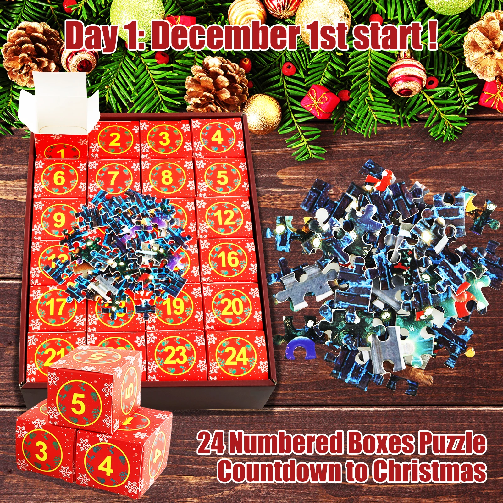 Advent Calendar Christmas Jigsaw Puzzles 1008Pcs Surprise Countdown Puzzle Gifts Thanksgiving Gift Family Game Puzzle