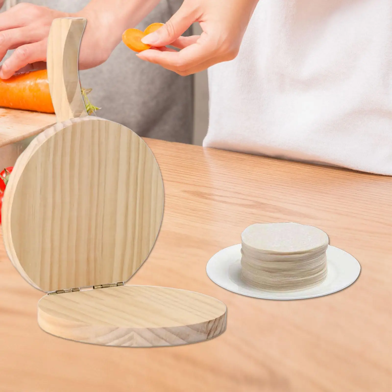 Wooden Tortilla Press Pizza Pancake Presser Kitchen Gadgets for Flour Pastry Ravioli Pancakes Tortillas