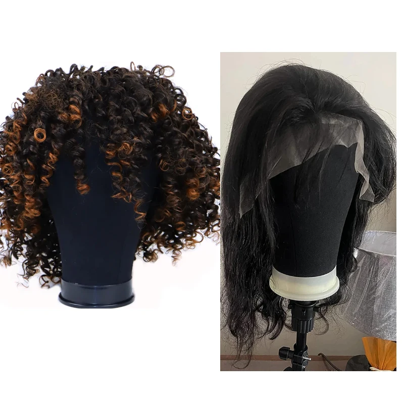 21-23inch Canvas Block Wig Black Head For Wigs Making Display Styling  Mannequin Manikin Head