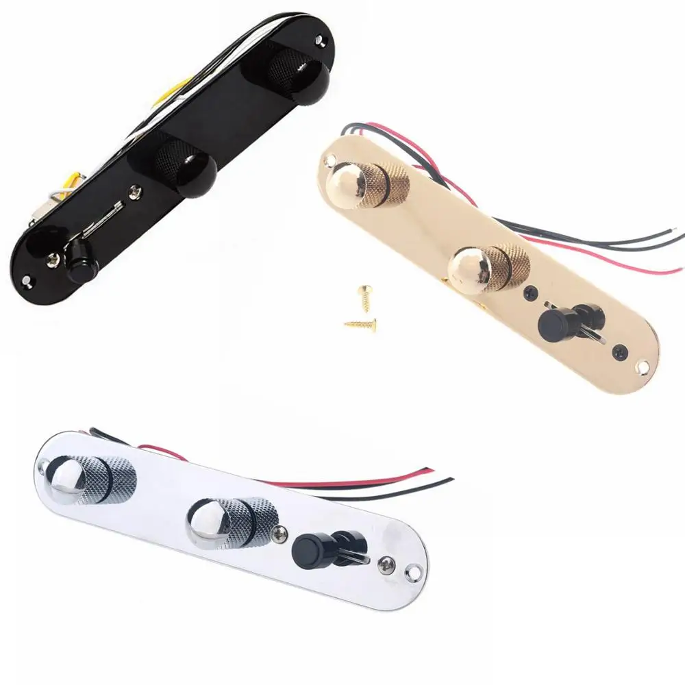 

TL Metal Prewired Loaded Control Plate 3 Way Switch Wiring Harness Knobs for FD TL Electric Guitar 3 colors
