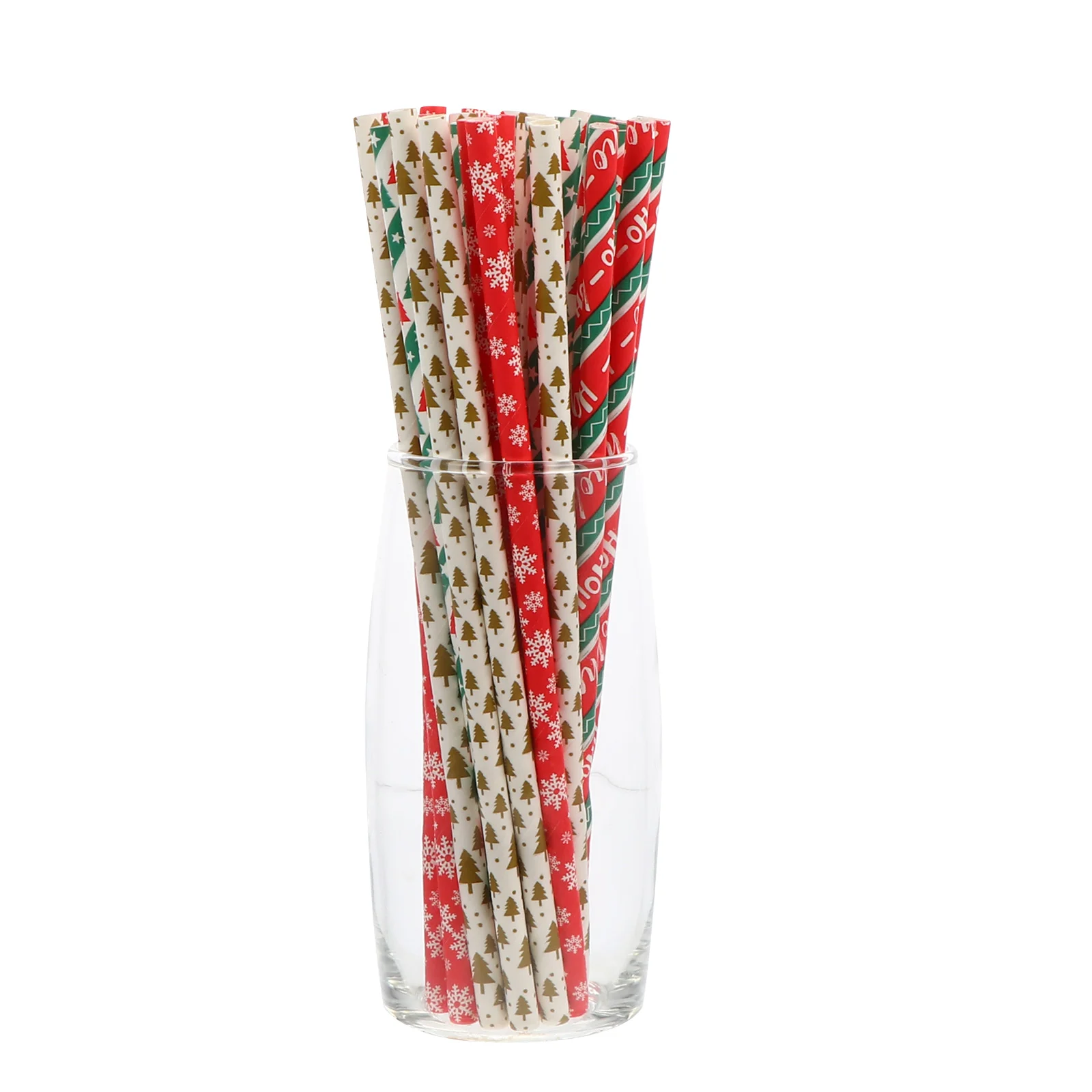 100 Pcs Christmas Straws Drinking Xmas Kraft Paper Party Prop Decoration Banquet