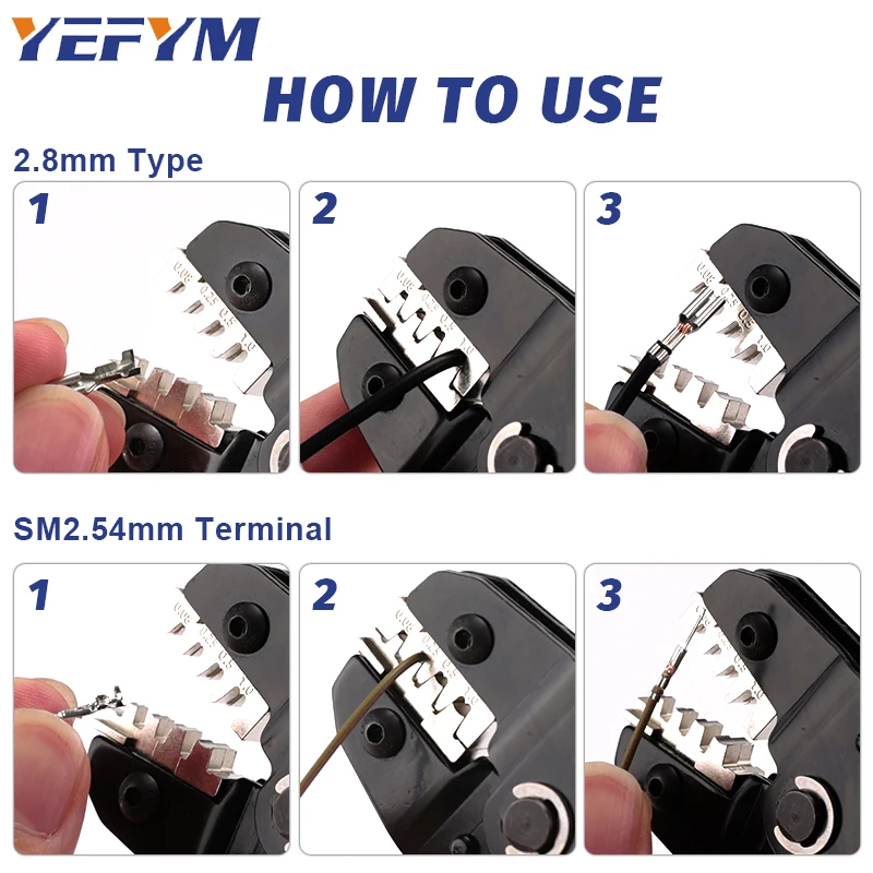 Crimping Tools SN-2549S For PH2.0/XH2.54/2.8/3.0/3.96/KF2510/JST Terminal AWG 28-18 (0.08-1.0mm&sup2;) Wire Ratcheting Pliers
