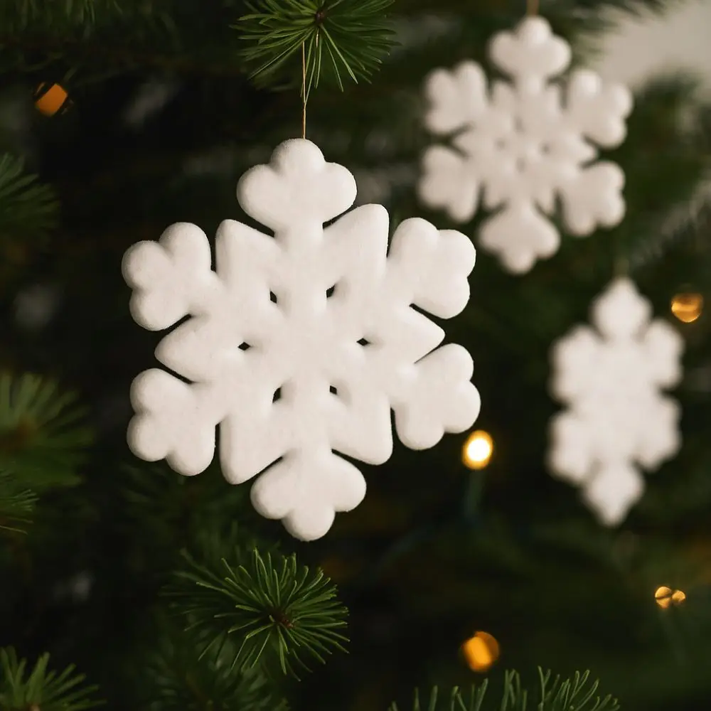 White Christmas Snowflake Pendant Flocking Realistic Artificial Christmas Snowflake Simulation Christmas Tree Decoration