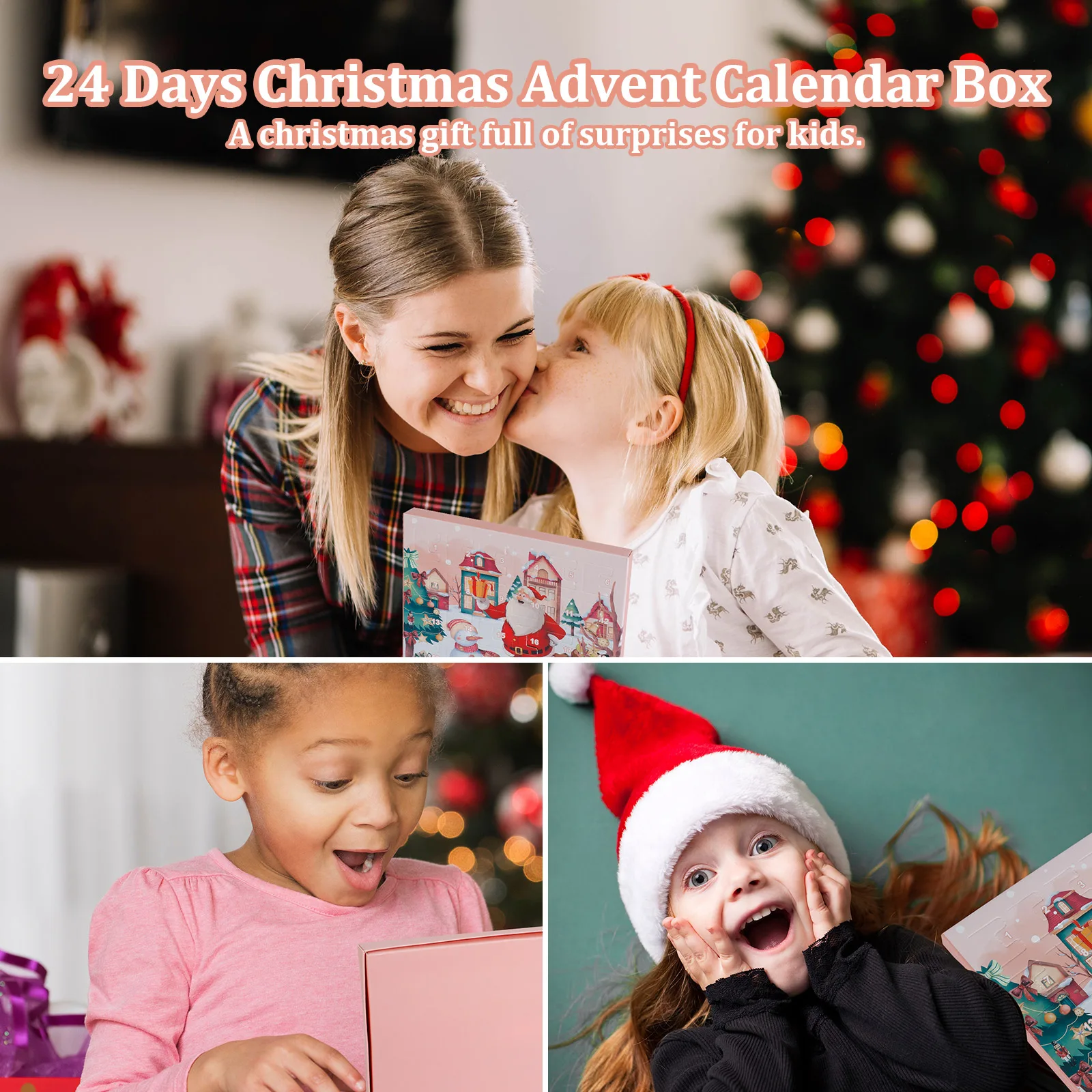 Jewelry Advent Calendars for Kids 24 Days Christmas Countdown Calendars DIY Xmas Charms Bracelet Necklace Gift Box Kit