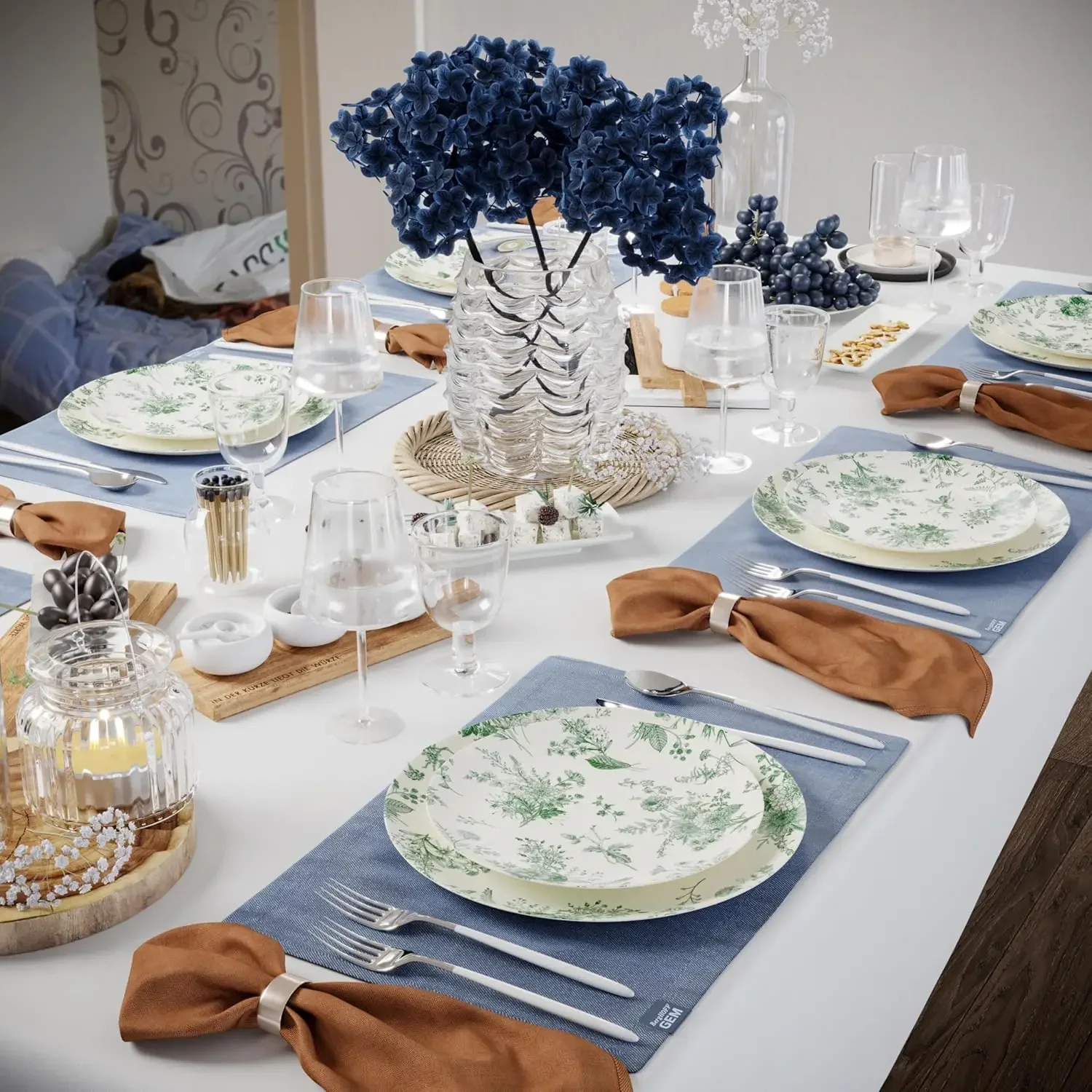 80 Piece Plastic Disposable Plates Set For 40 Guests I 40 X 8 Inch Dessert Plates & X 10 Inch Disposable Plastic