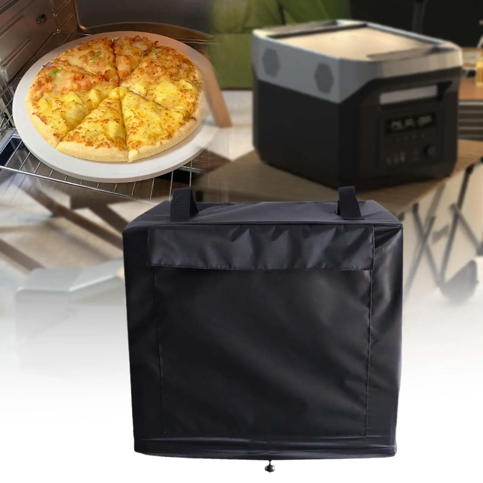 Pizza Oven Cover Outside Accessories Square with Storage Pockets Portable Heavy Duty Waterproof Durable Black Grill Cover