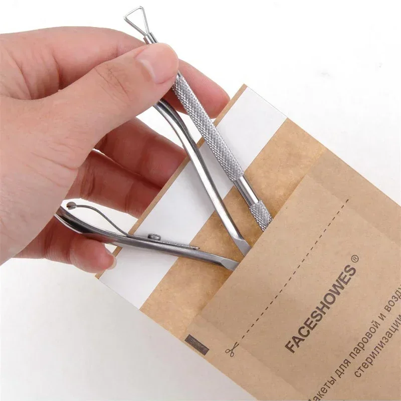 100Pcs Manicure Kraft Bags Nail Art Sterilizer Nails Clean Sterilization Bag Disposable Manicure Supplies UV Disinfection Tools