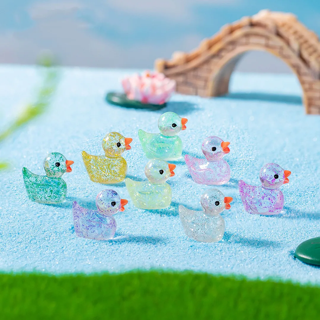 100 Mini Patos De Resina Multicolor Con Brillo Incrustado – 1.5cm, Ideales Para Jardines Miniatura, Acuarios Y Manualidades