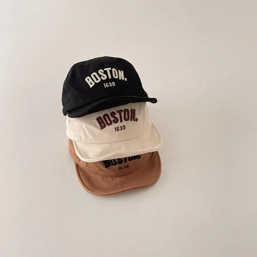 Soft Embroidery Baby Baseball Hat Solid Color Short Brim Letter Baseball Cap Cotton Korean Style Children's Sunhat Outdoor