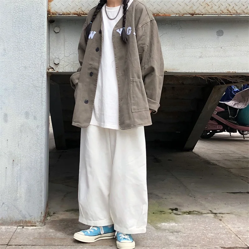 Insstudios Trendy Retro Loose Straight Leg Wide Leg Pants Casual Workwear Long Trousers for Men And Women High Waist Commuter...