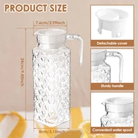2PCS 1.1L Water Jug Transparent Plastic Cold Water Kettle Water Pot With Handle Office Household Jug For Ice Tea Coffee Milk 2
