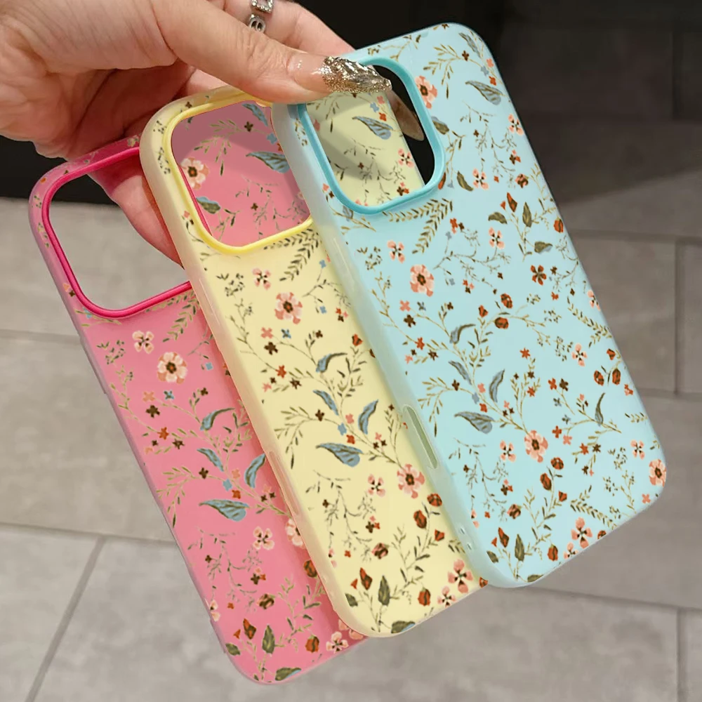 Small Floral Print Silicone Phone Case Cover