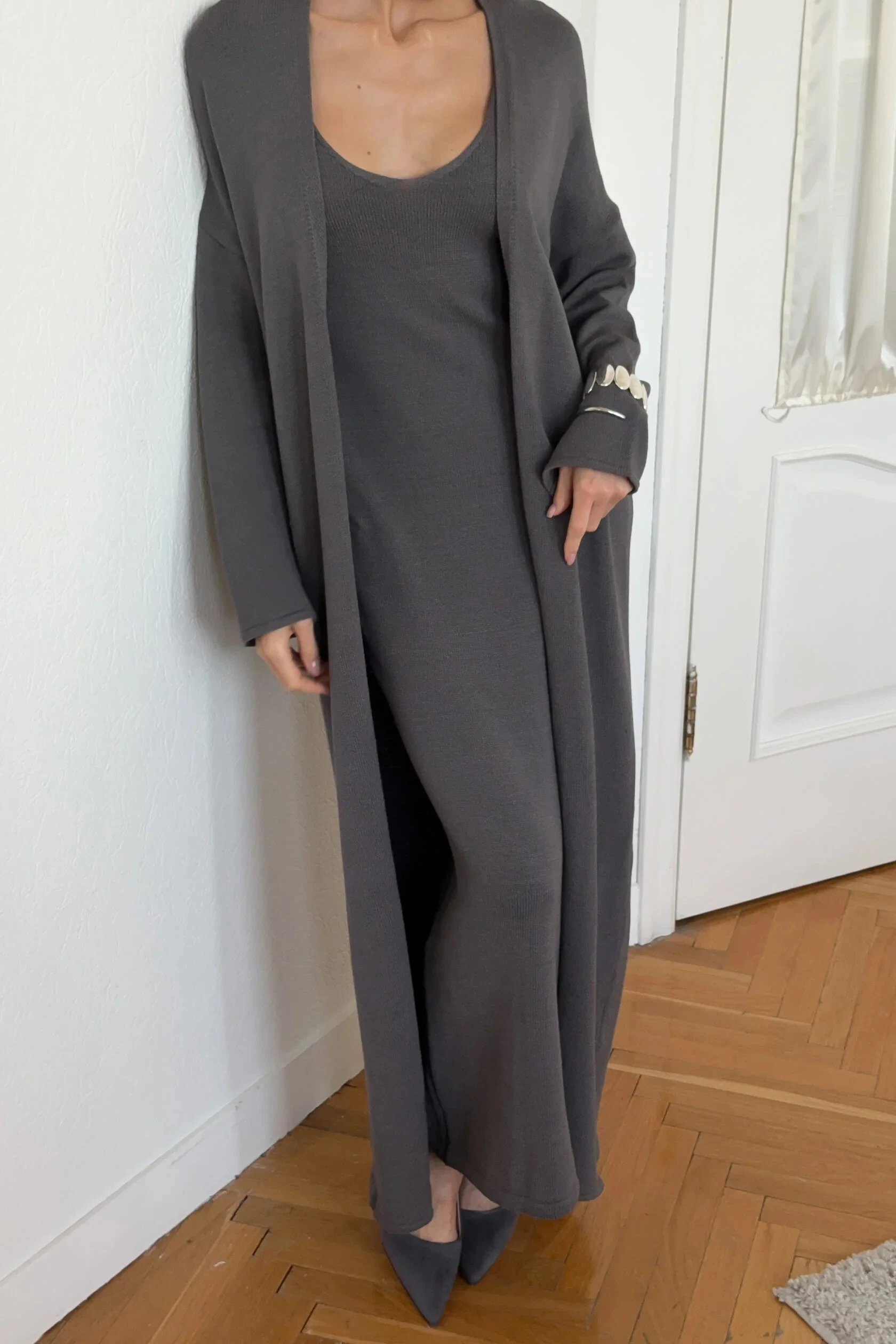 Hirsionsan Soft Loose Sets Women Two Pieces Long Sleeve Cardigan & Vest Dresses Elegant Female Hollow Outfits Cotton Tracksuit Image 45