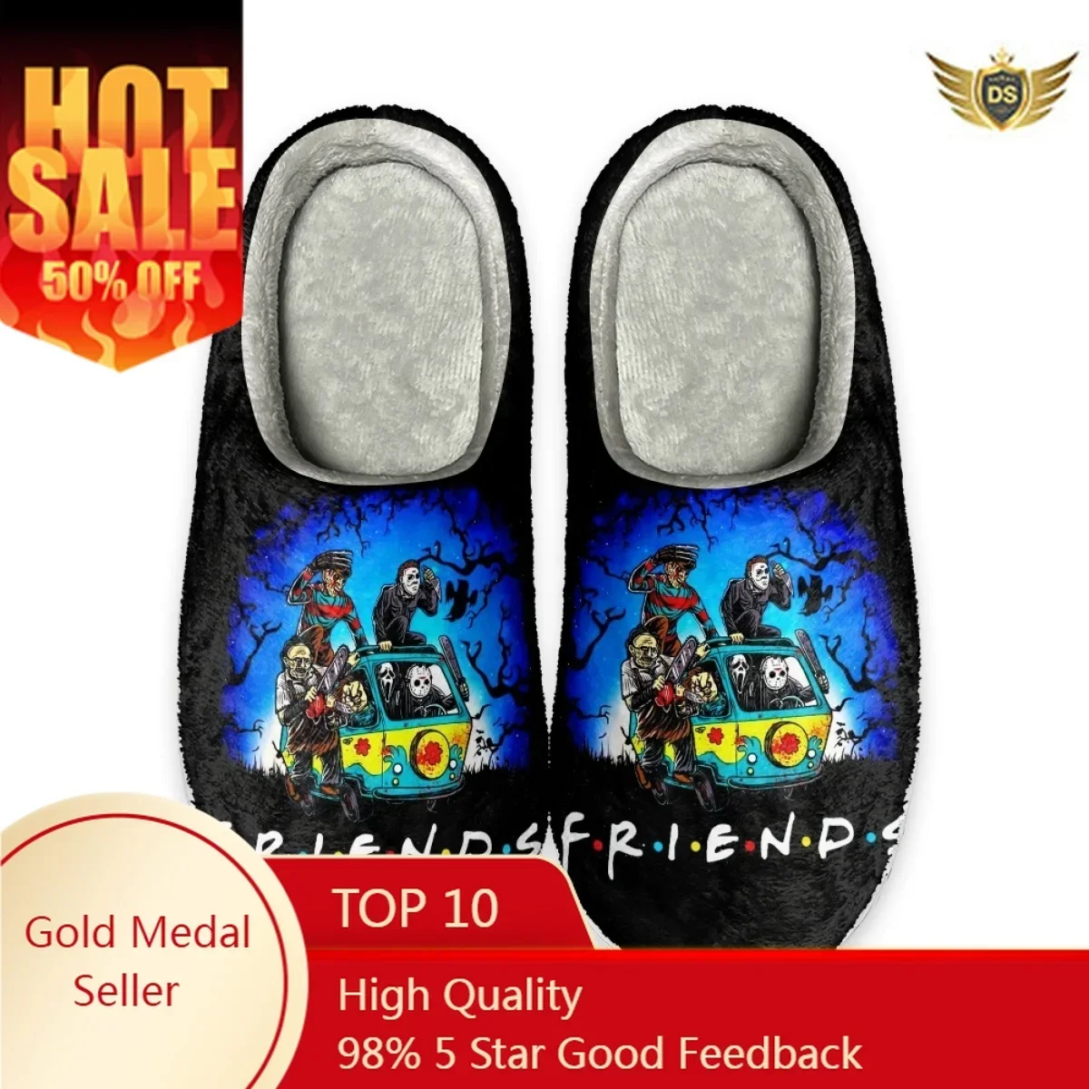 Casual Indoor Slippers Friends Design Autumu Winter Home Footwear Slippers Dropshipping Cozy Warm Flats Cotton Shoes for Lady