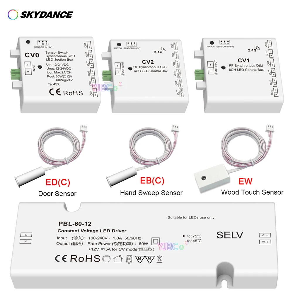 Skydance 60W 12V Ultra-thin Power Supply Constant Voltage LED Driver DIM/Single color/CCT 6CH RF&Sensor Synchronous Control Box 100% genuine tps51916rukr tps51916 51916 ddr2 ddr3 and ddr3l memory power consumption solution synchronous buck controller