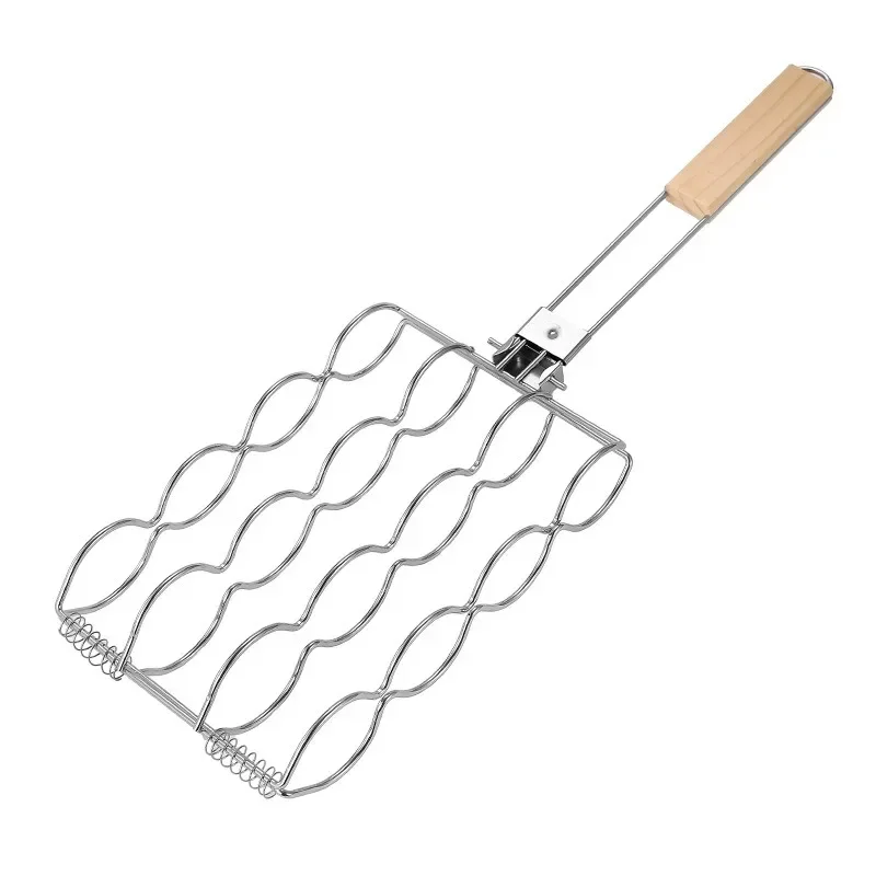 Outdoor Clip Foldable Grilled Corn Clip Barbecue Tool Barbecue Mesh Convenient Stainless Steel Hot Dog Grill