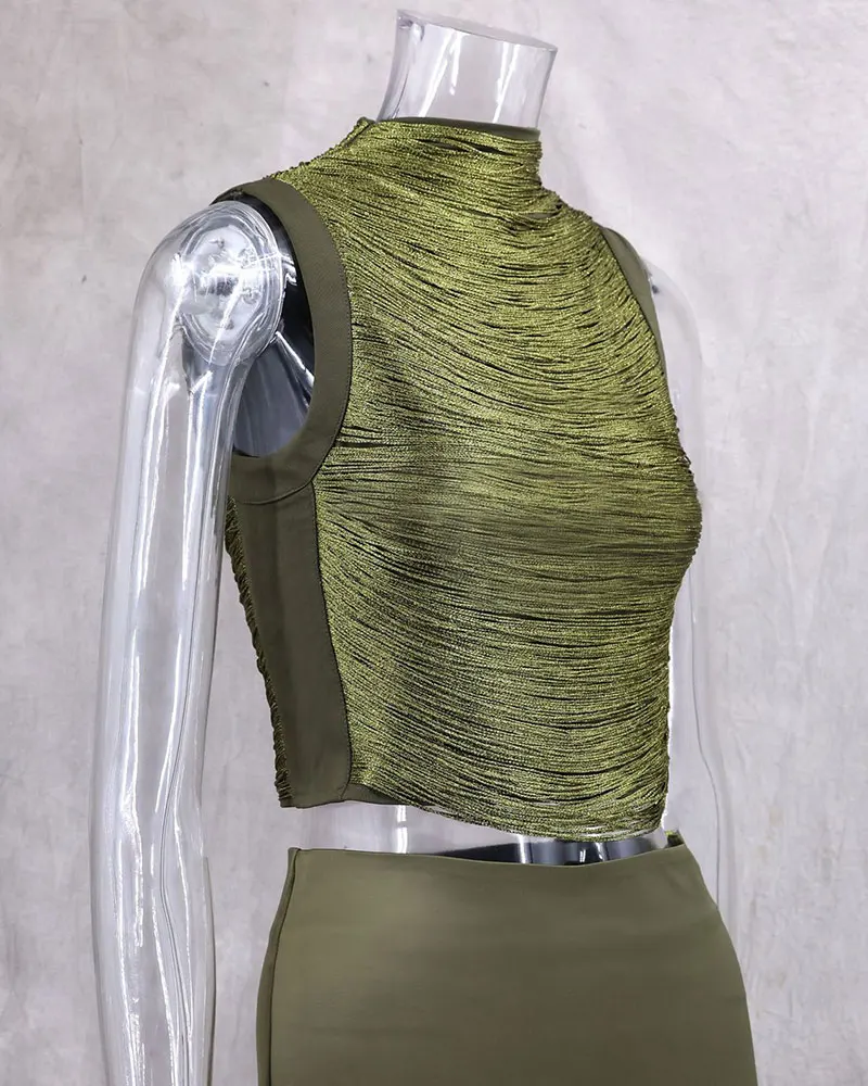 Gacvga Satin Sexy Quasten Crop Tops Meerjungfrau Langer Rock Sets Elegante Damen Ärmellose Slim Tank Top Weste Sommer Party Damen-Set S411Cf666D7Bd473A9780960C5Bad58010