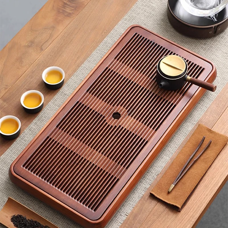 GIANXI Household Coffee Teapot Bamboo Tray Kitchen Restaurant Serving Tray for Decoration Rectangle Wooden Tea Tools Set
