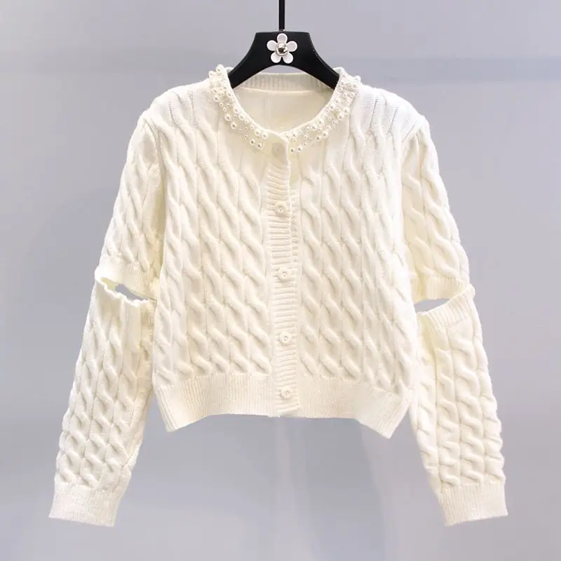 

Women 2023 Spring Autumn New O-neck Sweater Jackets Female Long Sleeve Cardigan Coats Ladies Twist Short Knitted Outerwear T461