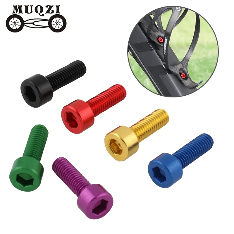 MUQZI 2pcs M5*15MM Bicycle Bottle Cage Screws M5 Ultra-Light Aluminum Holder Bolts MTB Road Bike Accessories