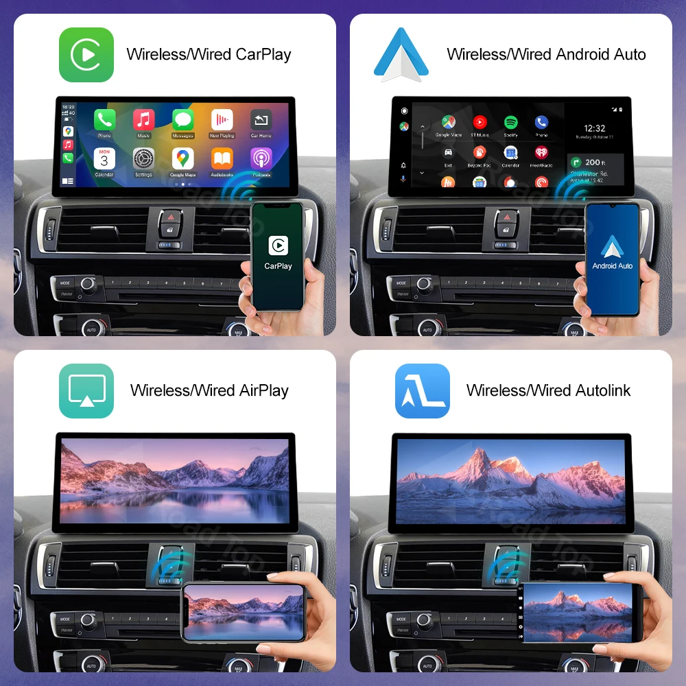 Nueva pantalla táctil Android Auto para BMW Serie 1 2 3 4 F20 F21 F30 F31 F36, Carplay inalámbrico, reproductor de radio multimedia para coche 6