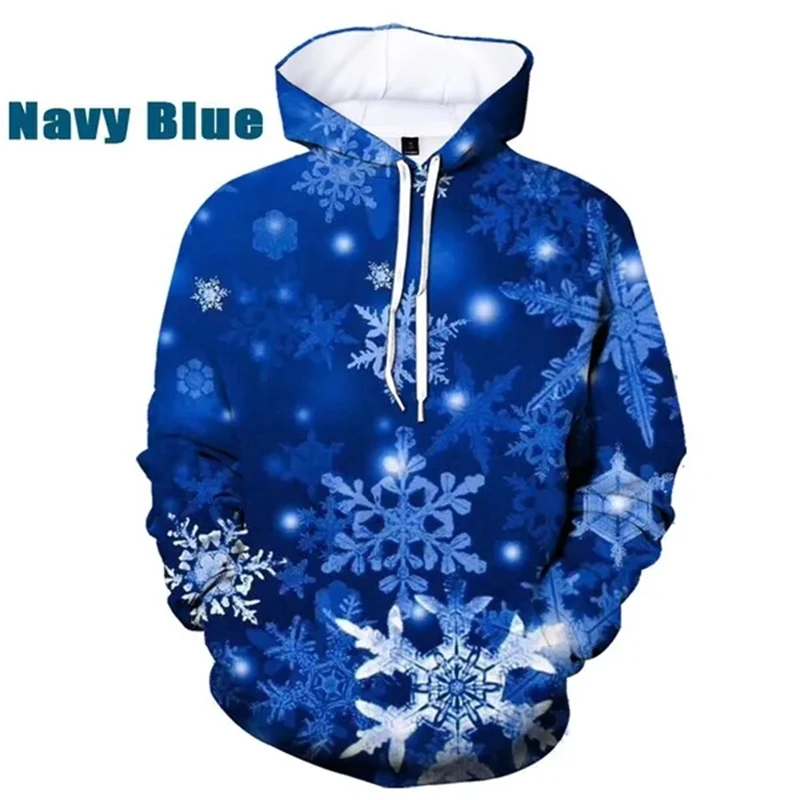 thumbnail image 1 of Sudadera con capucha con estampado 3D de copos de nieve navideños de invierno para hombre y mujer, informal, moderna, unisex, 1 of 4