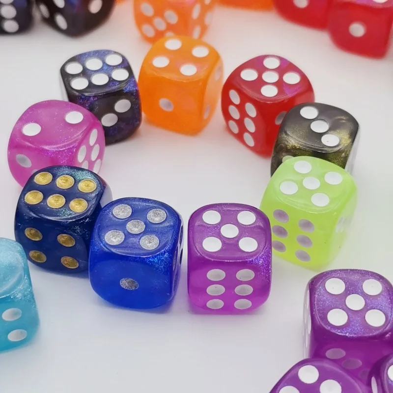 Game Dice D6 6 Faces Dice Dices for Casino Table Game 1.2cm Round Dice Dazzling Colours Transparent For Beer Game