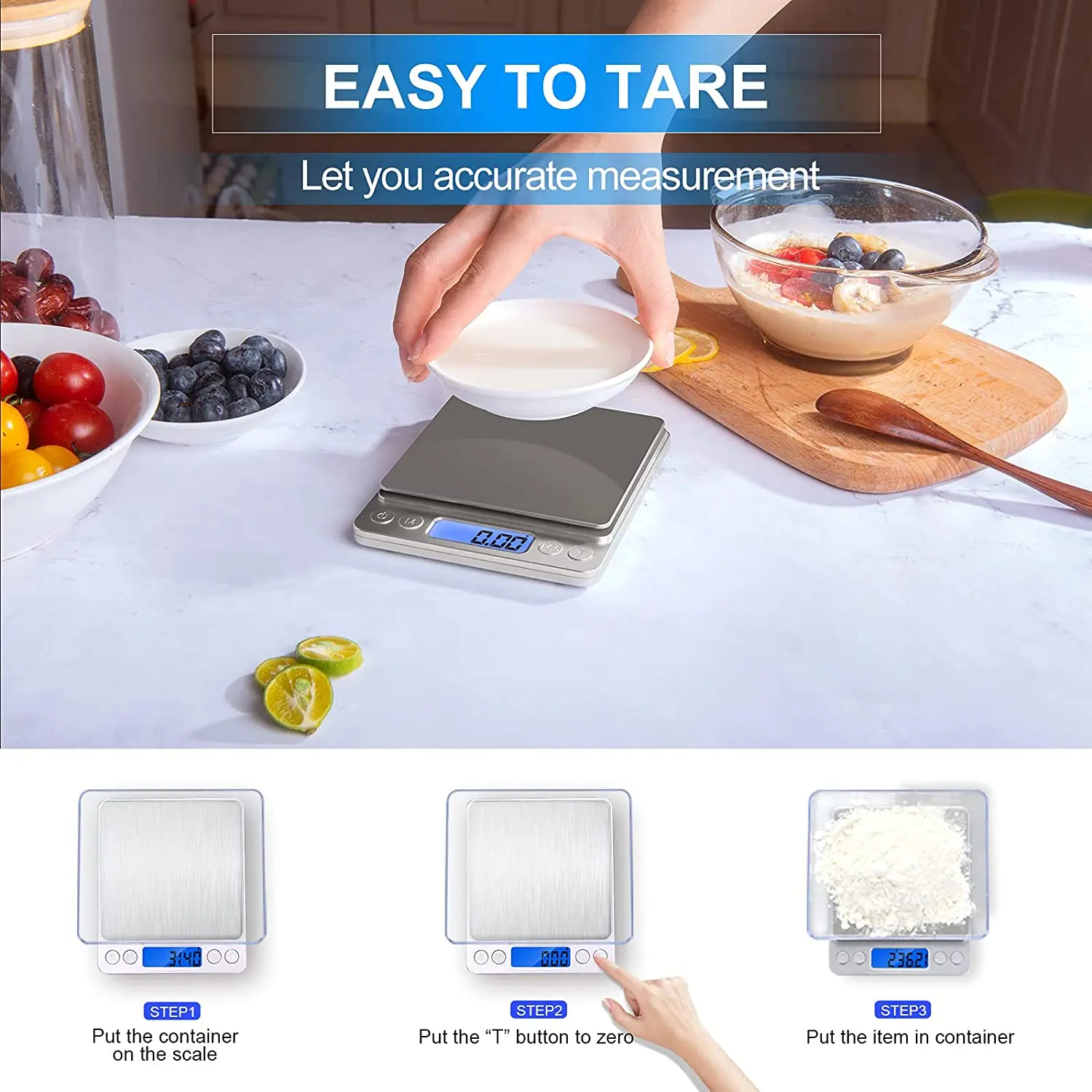 Tomiba Báscula digital de alimentos de 11 libras para cocina Báscula para  hornear peso digital Gramos y onzas EK6011C