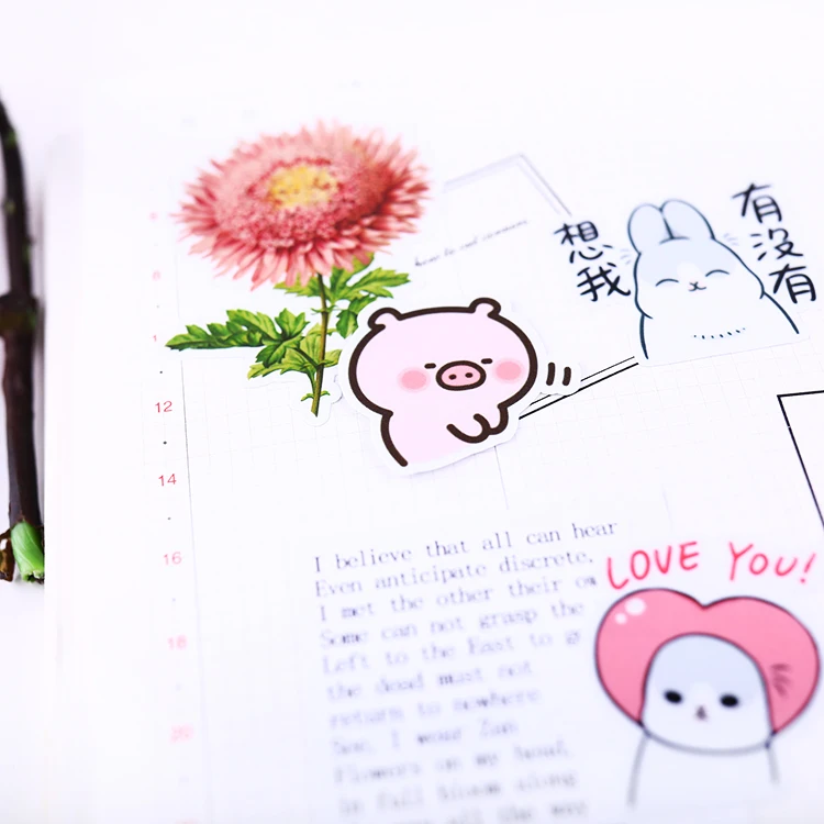 40pcs Pig Expression Hand Account Sticker Decoration Pattern Cute Cartoon Japanese Mobile Phone Case Ipad Notebook Material